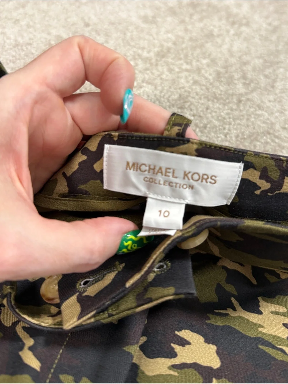 MICHAEL KORS COLLECTION CAMOUFLAGE TAILORED PANTS — SIZE 10
